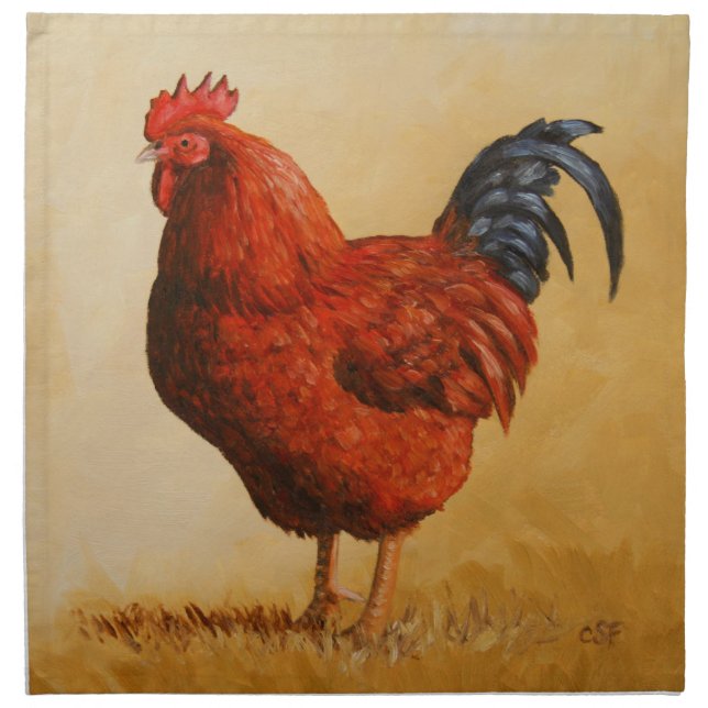 Rhode Island Red Rooster Chicken Napkin (Front)