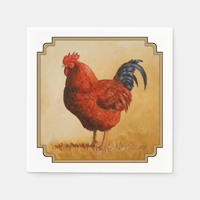 Rhode Island Red Rooster Chicken Napkins (Front)