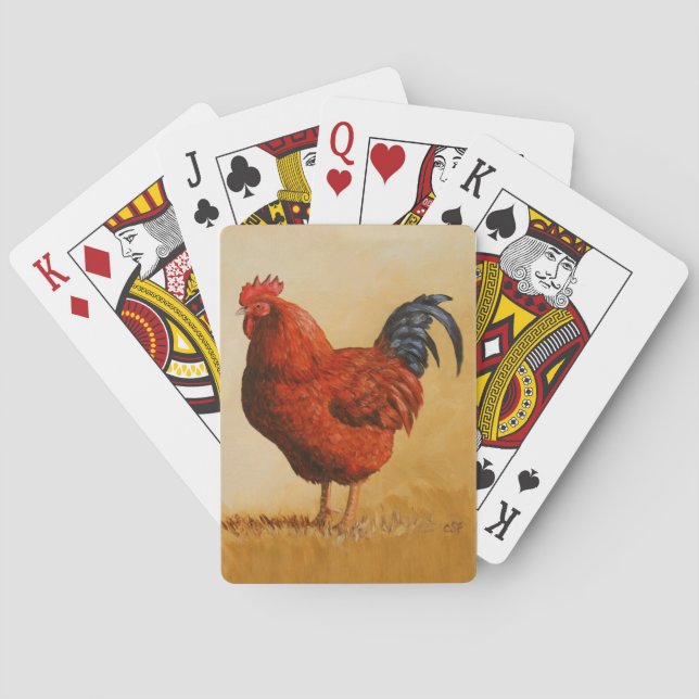Rhode Island Red Rooster Chicken Poker Cards (Back)