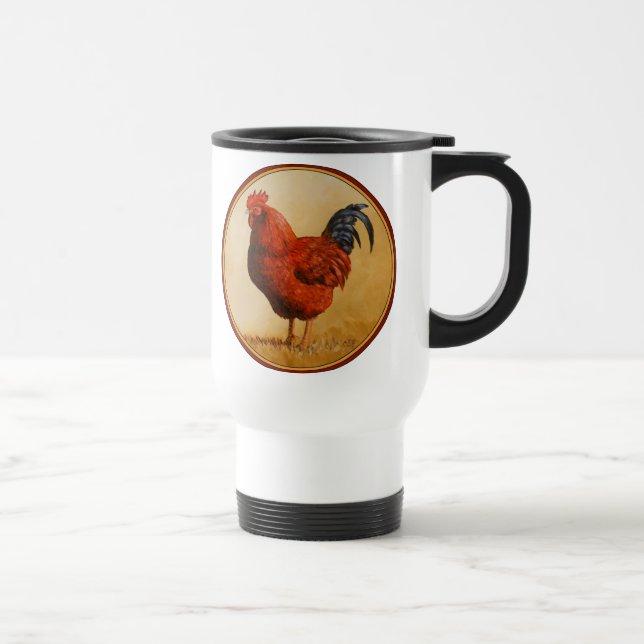 Rhode Island Red Rooster Chicken Travel Mug (Right)