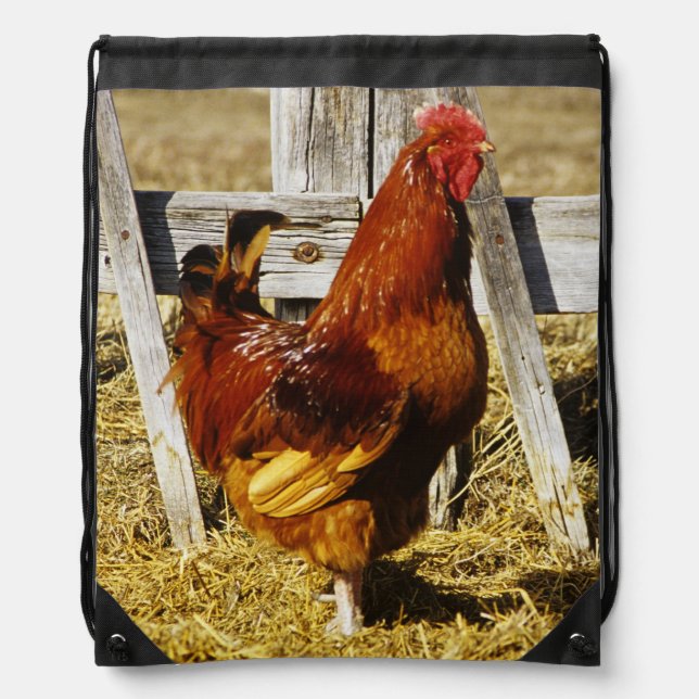Rhode Island Red Rooster Drawstring Bag (Front)