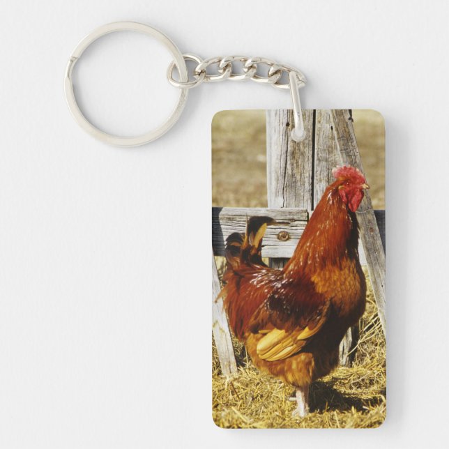 Rhode Island Red Rooster Keychain (Front)