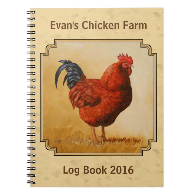 Rhode Island Red Rooster Yellow Background Notebook (Front)
