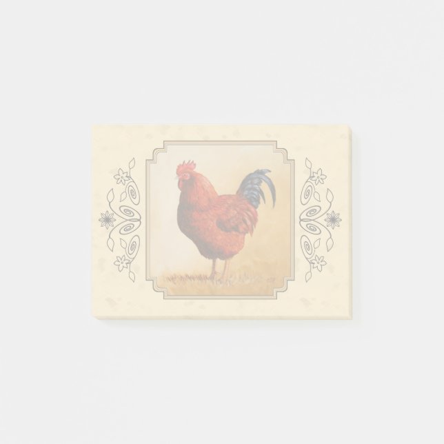 Rhode Island Red Rooster Yellow Background Post-it Notes (Front)