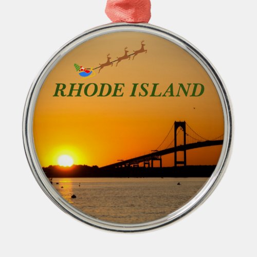 Rhode Island Round Christmas Ornament