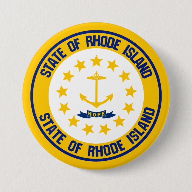 Rhode Island Round Emblem Button (Front)