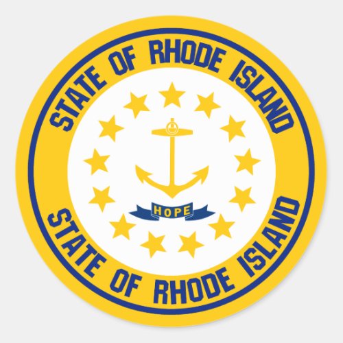 Rhode Island Round Emblem Classic Round Sticker