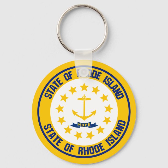 Rhode Island Round Emblem Keychain (Front)