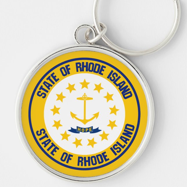 Rhode Island Round Emblem Keychain (Front)