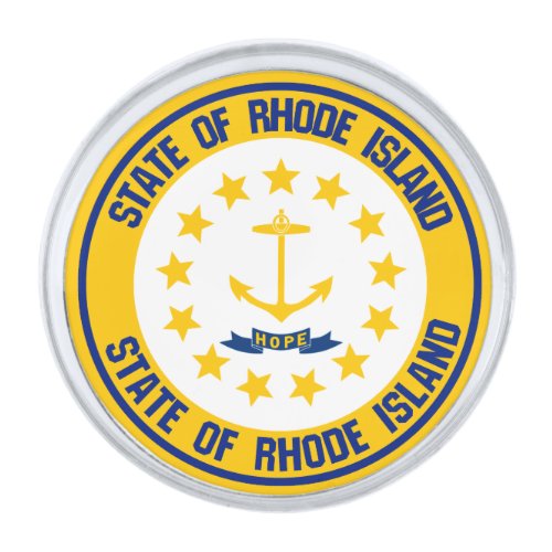 Rhode Island Round Emblem Silver Finish Lapel Pin