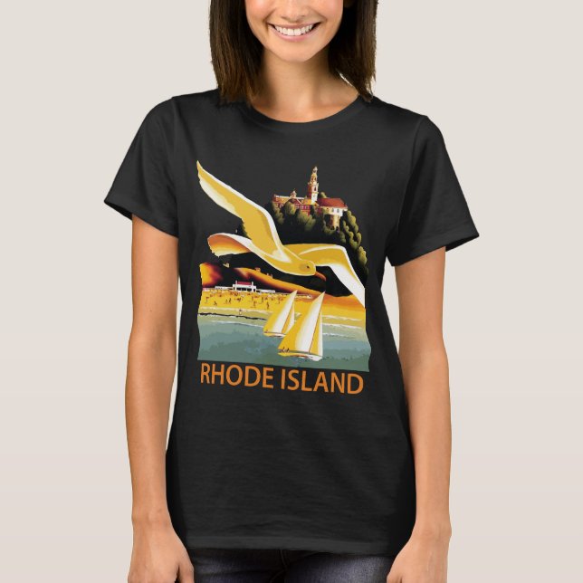 Rhode Island Sailboat Yellow Travel T-Shirt (Front)