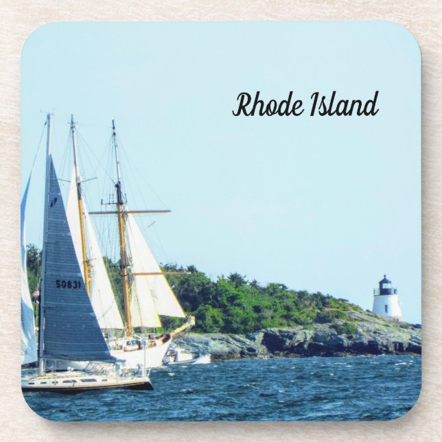 Rhode Island sailing Light house Beverage Coaster (Front)