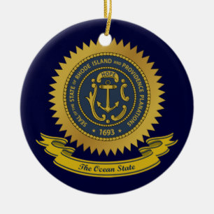 Rhode Island Seal Ceramic Ornament
