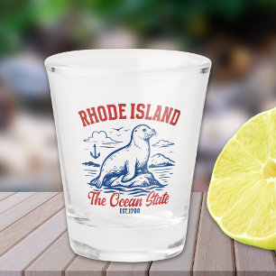Rhode Island Seal Illustration for Tourists Shot Glass