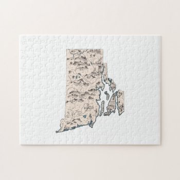 Rhode Island Shaped Vintage Picture Map Jigsaw Puzzle by PNGDesign at Zazzle