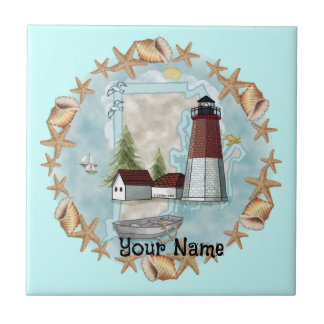 Rhode Island Shells Lighthouse tile