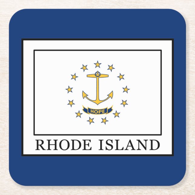 Rhode Island Square Paper Coaster (Front)