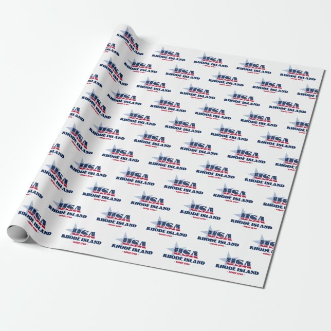 Rhode Island Stars and Stripes State Wrapping Paper (Unrolled)