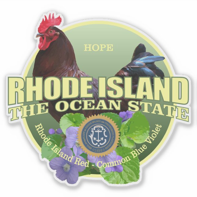 Rhode Island State Bird & Flower Sticker (Front)