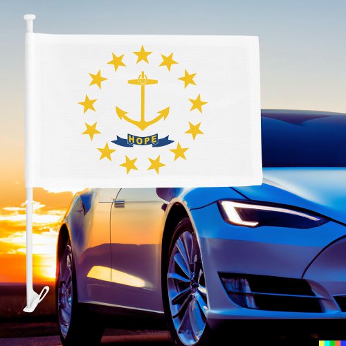 Rhode Island State Car Flag