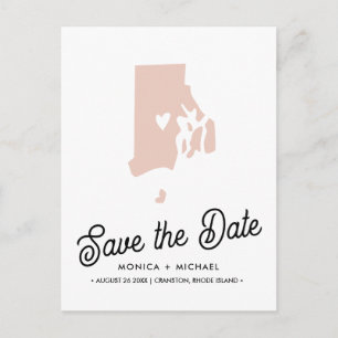RHODE ISLAND State Destination Wedding ANY COLOR Announcement Postcard