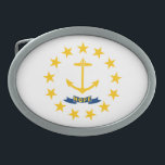 Rhode Island State Flag Belt Buckle<br><div class="desc">Patriotic Rhode Island state flag.</div>