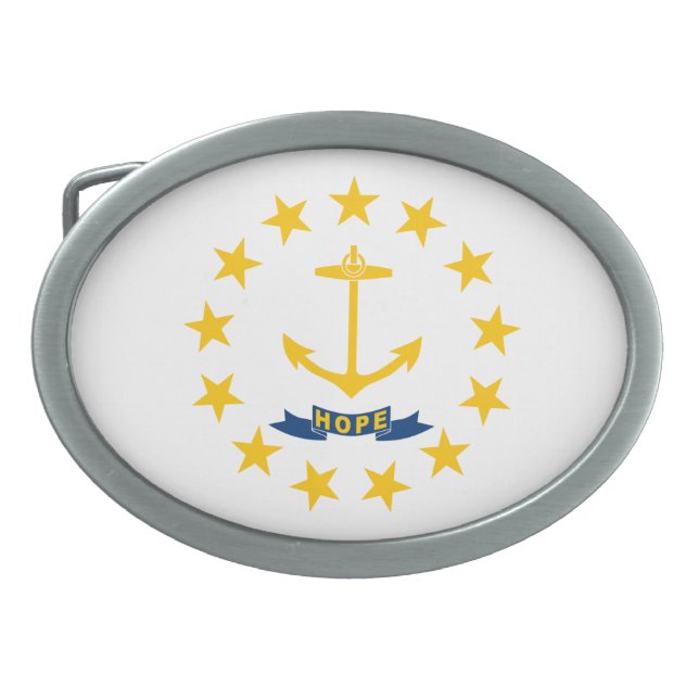 RHODE ISLAND STATE FLAG BELT BUCKLE (Front)