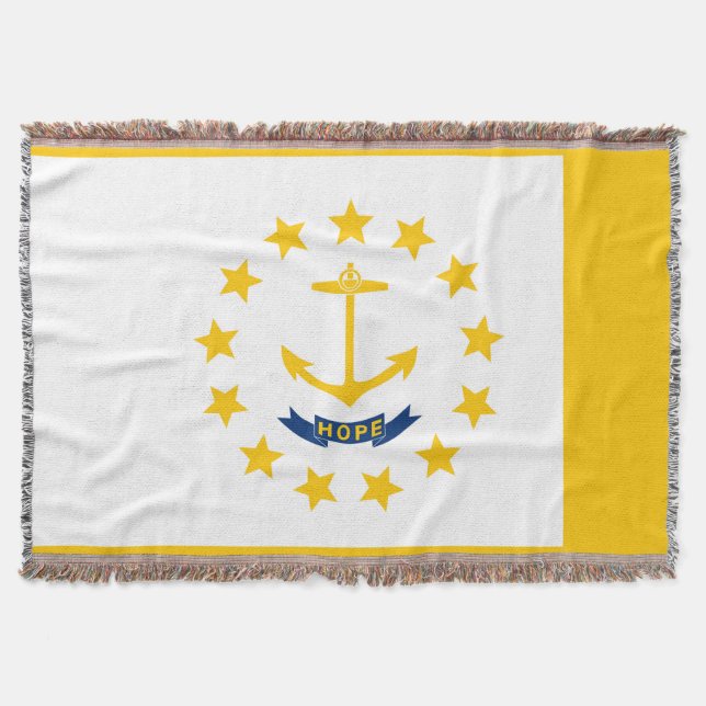 Rhode Island State Flag Design Decor Throw Blanket (Front)