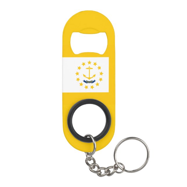 Rhode Island State Flag Design Keychain Bottle Opener (Back)