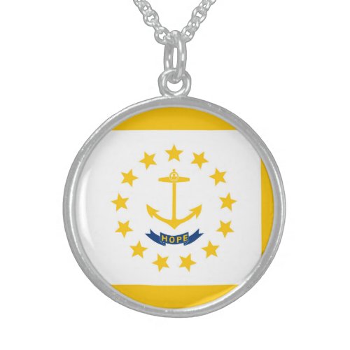 Rhode Island State Flag Design Sterling Silver Necklace
