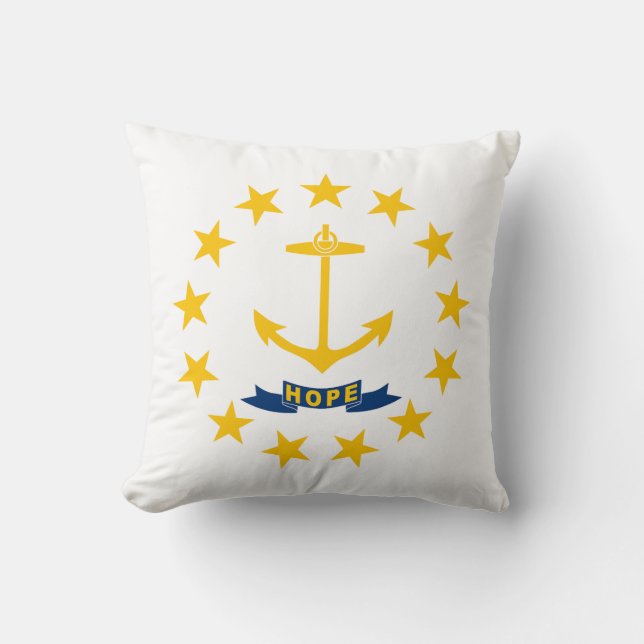 Rhode Island State Flag Throw Pillow (Front)