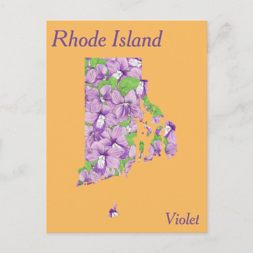 Rhode Island State Flower Collage Map Postcard