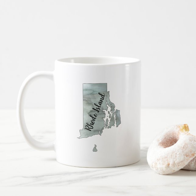 Rhode Island State Illustration  Coffee Mug (With Donut)