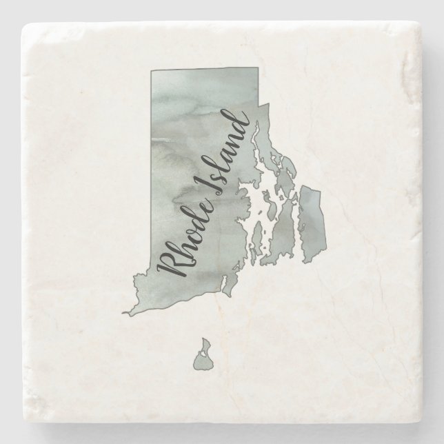 Rhode Island State Illustration  Stone Coaster (Front)