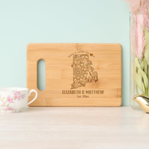 Rhode Island state map outline newly weds USA Cutting Board