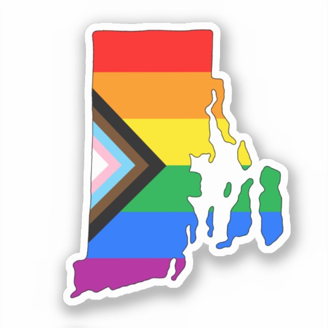 Rhode Island State Pride LGBTQ Progress Pride Sticker (Front)