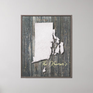 Rhode Island State Rustic Stretched Canvas Print