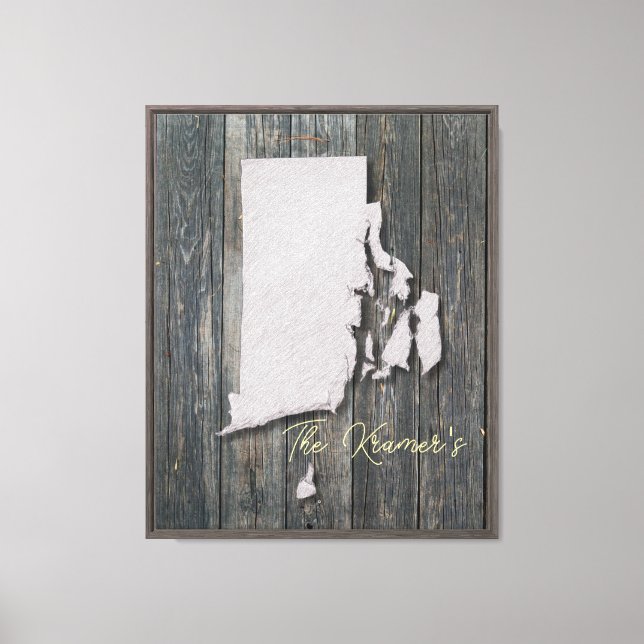 Rhode Island State Rustic Stretched Canvas  Print (Front)