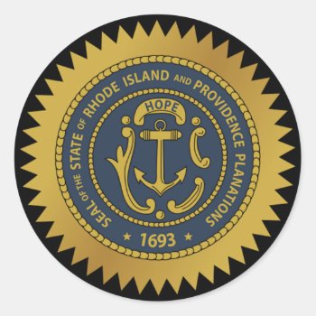 Rhode Island State Seal Sticker by slowtownemarketplace at Zazzle