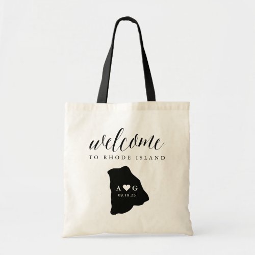 Rhode Island State Silhouette Wedding Welcome Tote