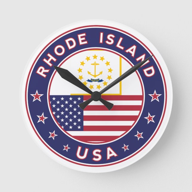Rhode Island sticker, phone case, tote bag Round Clock (Front)