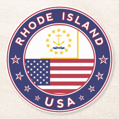 Rhode Island sticker phone case tote bag Round Paper Coaster