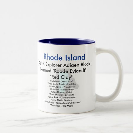 Rhode Island Symbols & Map Two-tone Coffee Mug
