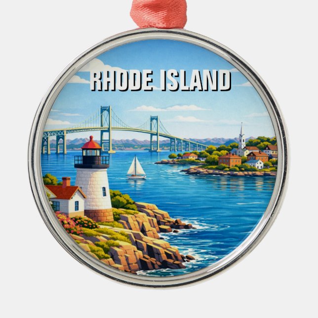 Rhode Island Travel Metal Ornament (Front)