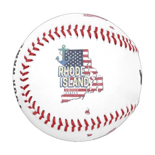 Rhode Island United States Retro State Map Vintage Baseball