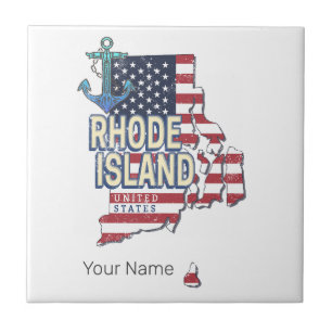 Rhode Island United States Retro State Map Vintage Ceramic Tile