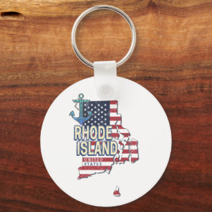 Rhode Island United States Retro State Map Vintage Keychain