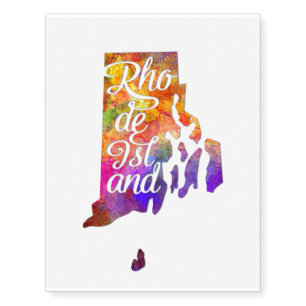 Rhode Island US State in watercolor text cut out.p Temporary Tattoos