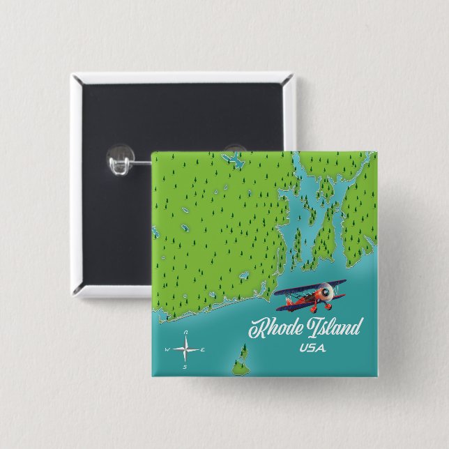Rhode Island USA map Button (Front & Back)