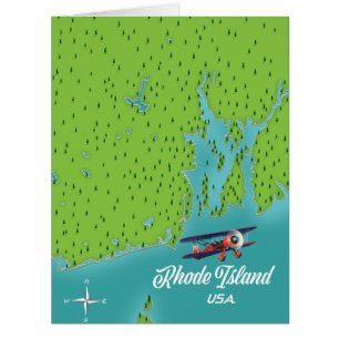 Rhode Island USA map Cards